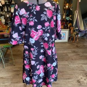 Ellen Tracy size Large Poly Blend English Rose Print Dress